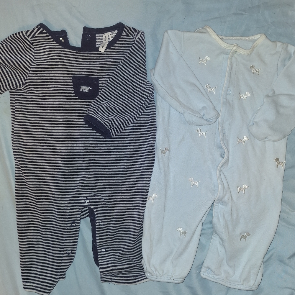 Striped and Light Blue Baby Onesies